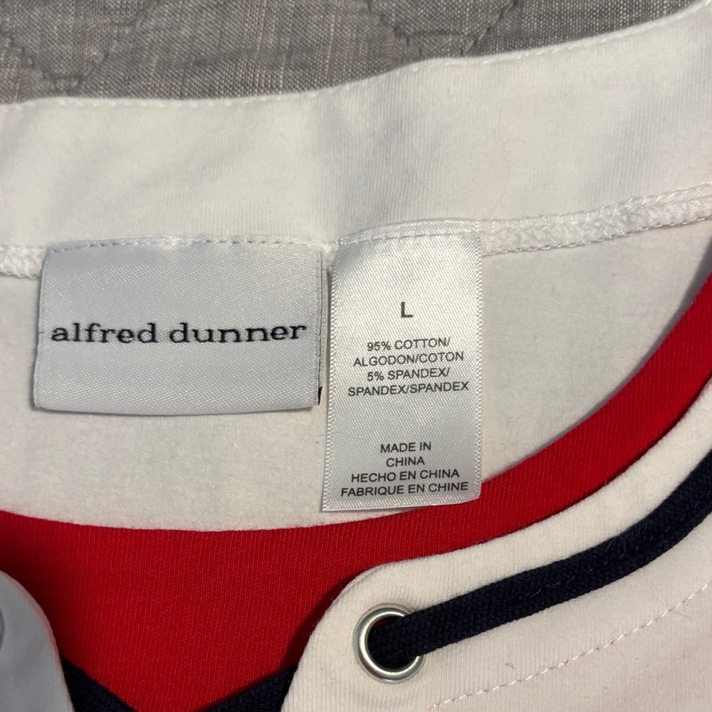 Alfred Dunner womens short Sleeve Sailboat Tee - White and Blue - Picture 3 of 5